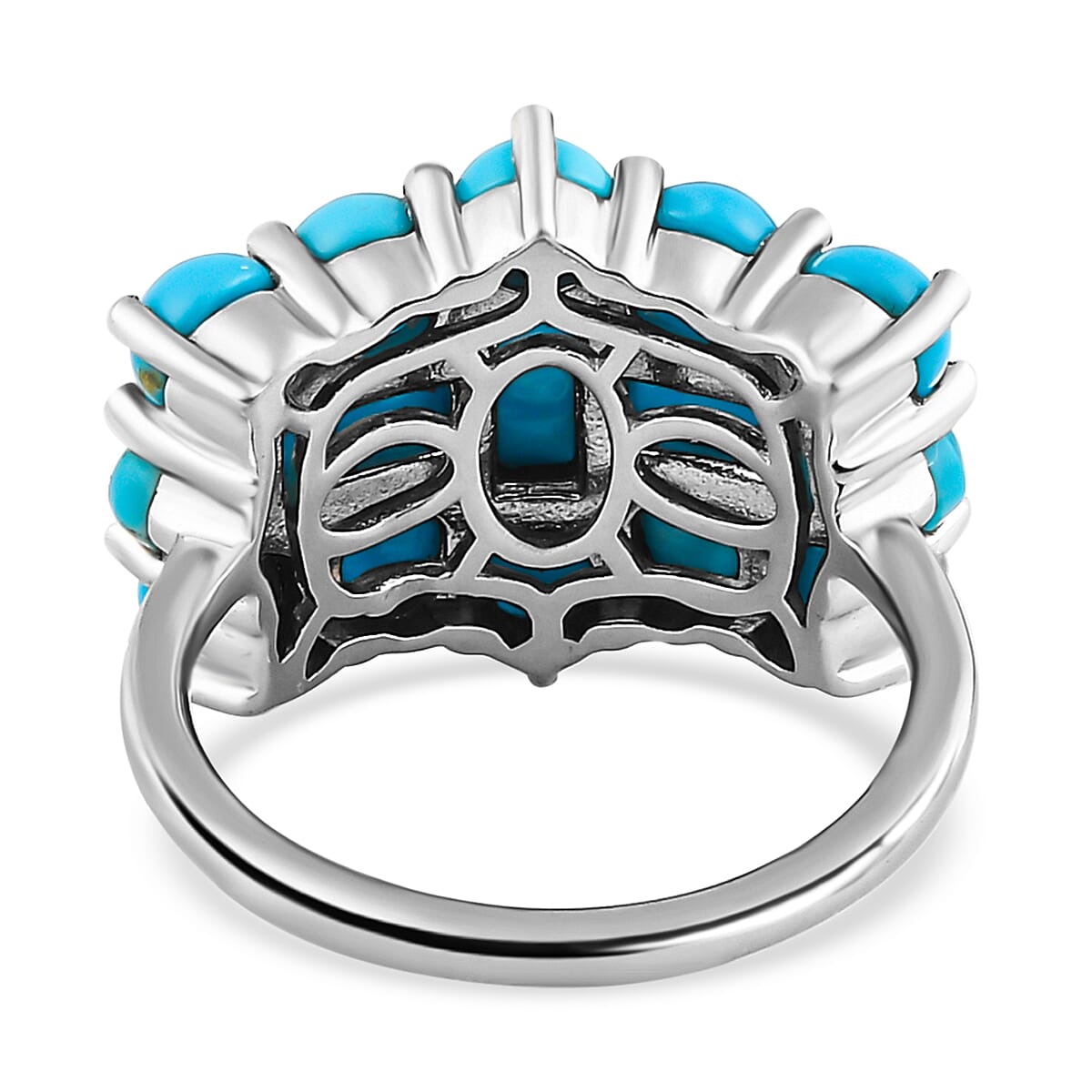 Arizona Sleeping Beauty Turquoise Boat Ring in Platinum Overlay Sterling Silver 4.56 Ct. 7162699 5