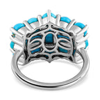 Arizona Sleeping Beauty Turquoise Boat Ring in Platinum Overlay Sterling Silver 4.56 Ct.