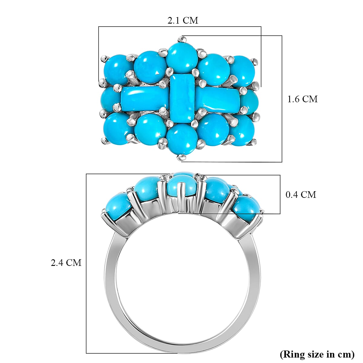 Arizona Sleeping Beauty Turquoise Boat Ring in Platinum Overlay Sterling Silver 4.56 Ct. 7162699 6