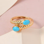 Arizona Sleeping Beauty Turquoise Bypass Ring in 18K Yellow Gold Vermeil Plated Sterling Silver