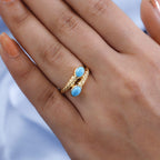 Arizona Sleeping Beauty Turquoise Bypass Ring in 18K Yellow Gold Vermeil Plated Sterling Silver