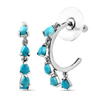 Arizona Sleeping Beauty Turquoise Half-Hoop Earrings 1.40 Ct