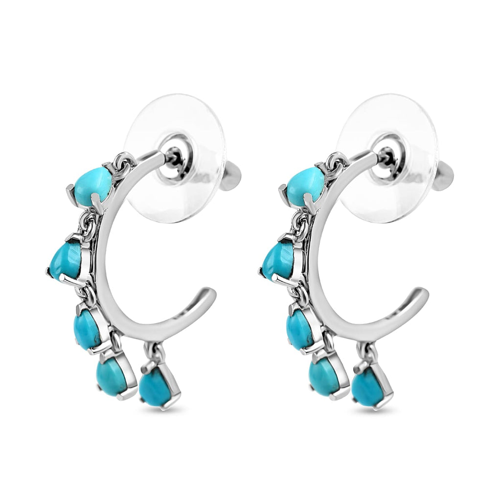 Arizona Sleeping Beauty Turquoise Half-Hoop Earrings 1.40 Ct