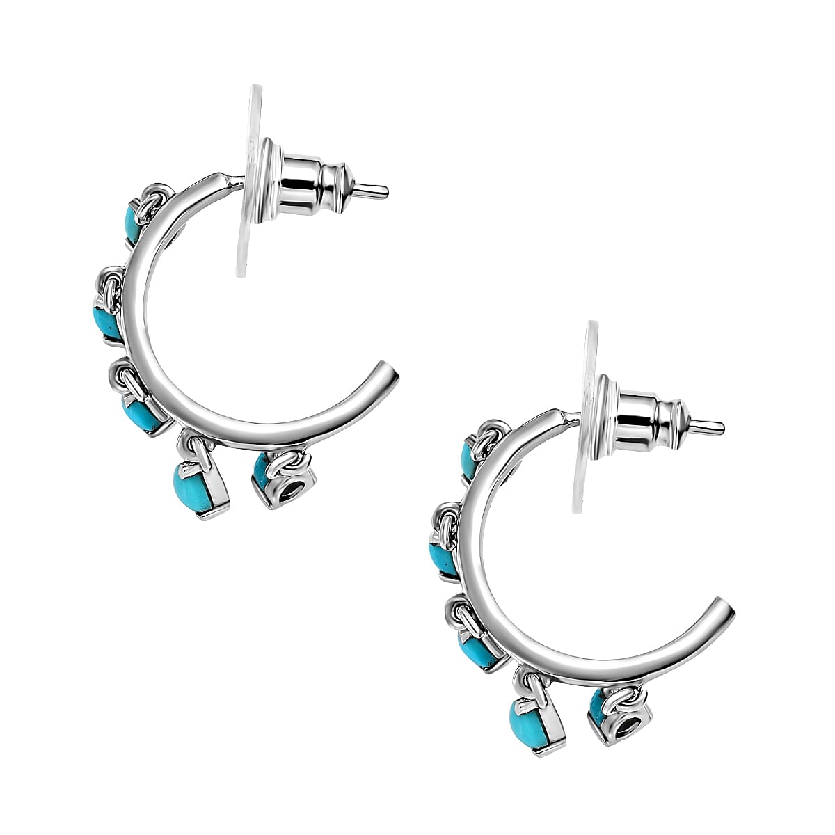 Arizona Sleeping Beauty Turquoise Half Hoop Earrings 1.40 Ct 7545104 4