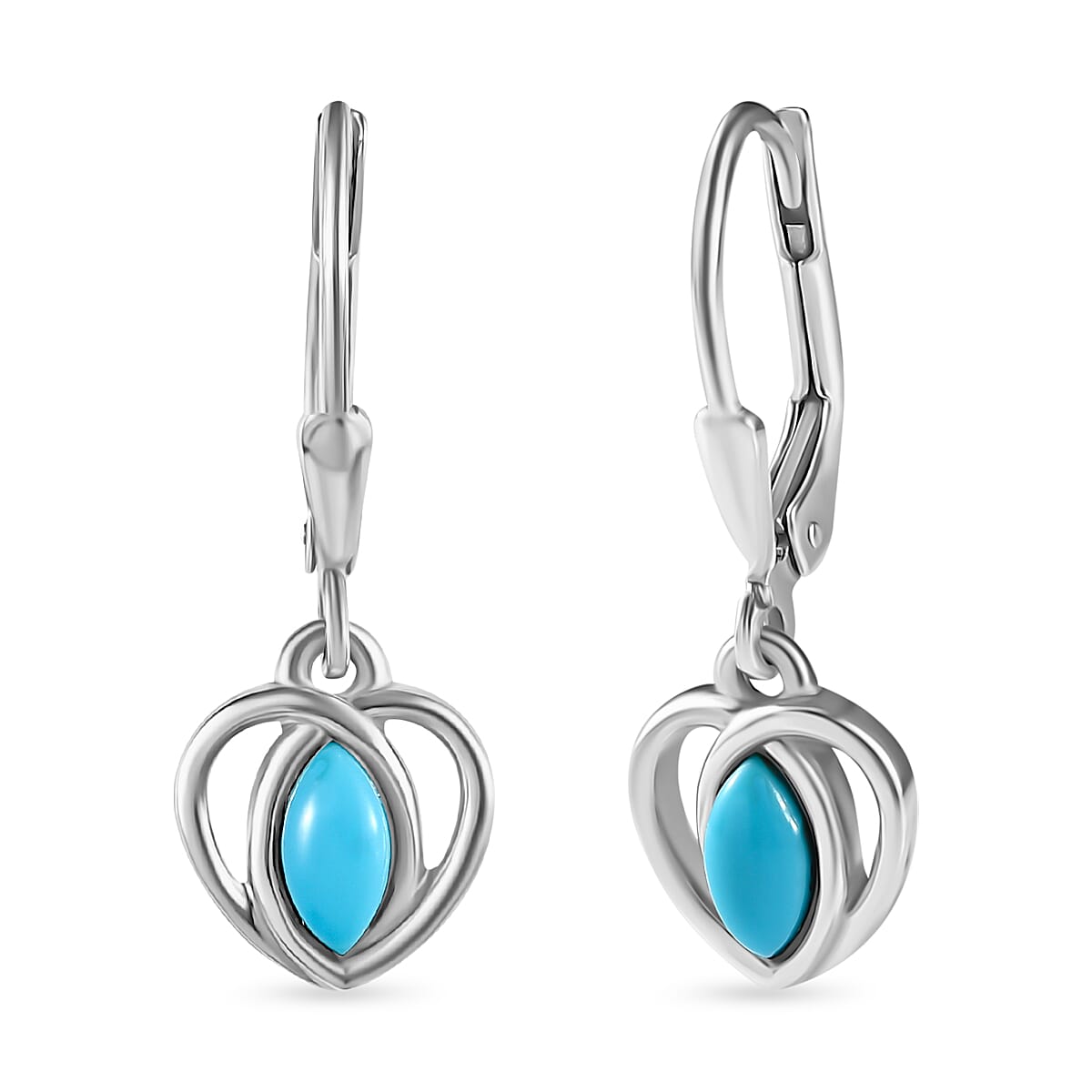 Arizona Sleeping Beauty Turquoise Dangle Earrings in Platinum Overlay Sterling Silver 7526793 0