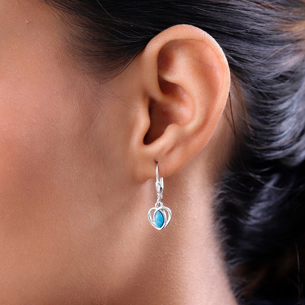 Arizona Sleeping Beauty Turquoise Dangle Earrings in Platinum Overlay Sterling Silver 7526793 3