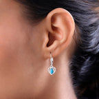 Arizona Sleeping Beauty Turquoise Dangle Earrings in Platinum Overlay Sterling Silver