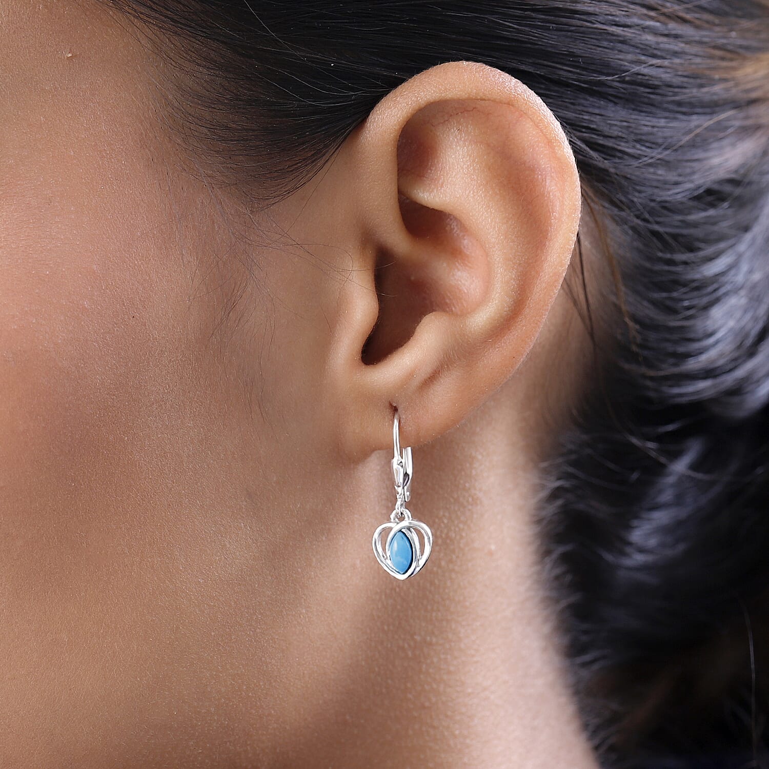 Arizona Sleeping Beauty Turquoise Dangle Earrings in Platinum Overlay Sterling Silver 7526793 3