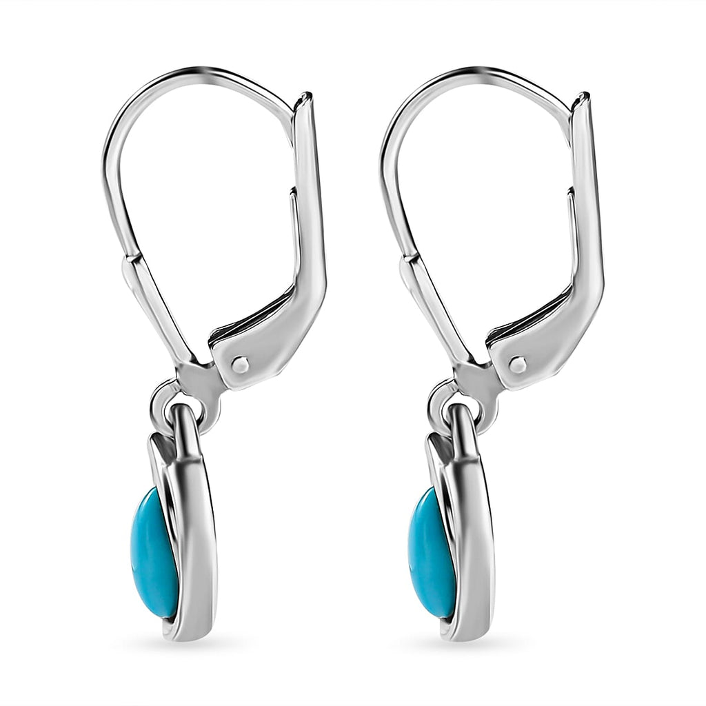 Arizona Sleeping Beauty Turquoise Dangle Earrings in Platinum Overlay Sterling Silver