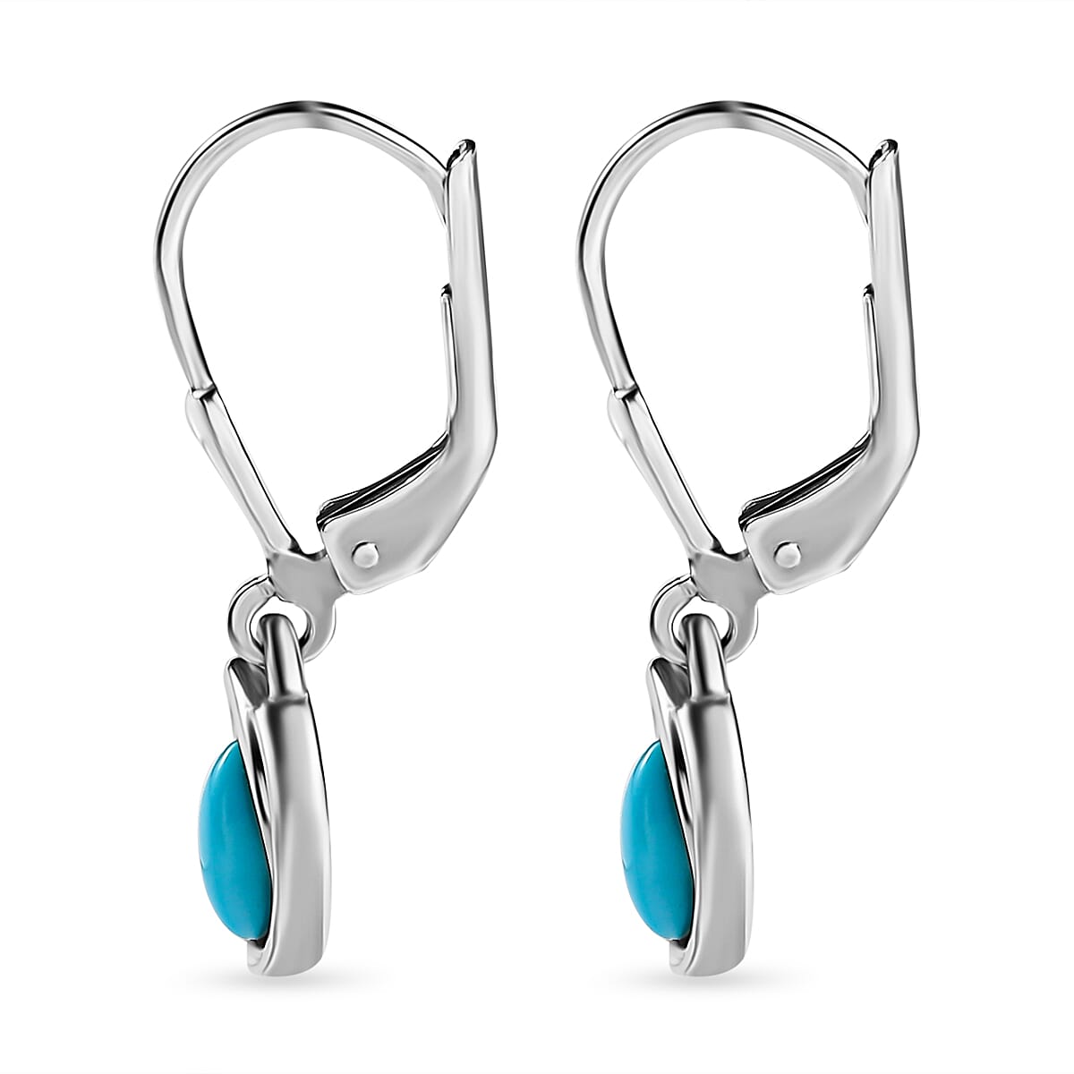 Arizona Sleeping Beauty Turquoise Dangle Earrings in Platinum Overlay Sterling Silver 7526793 4