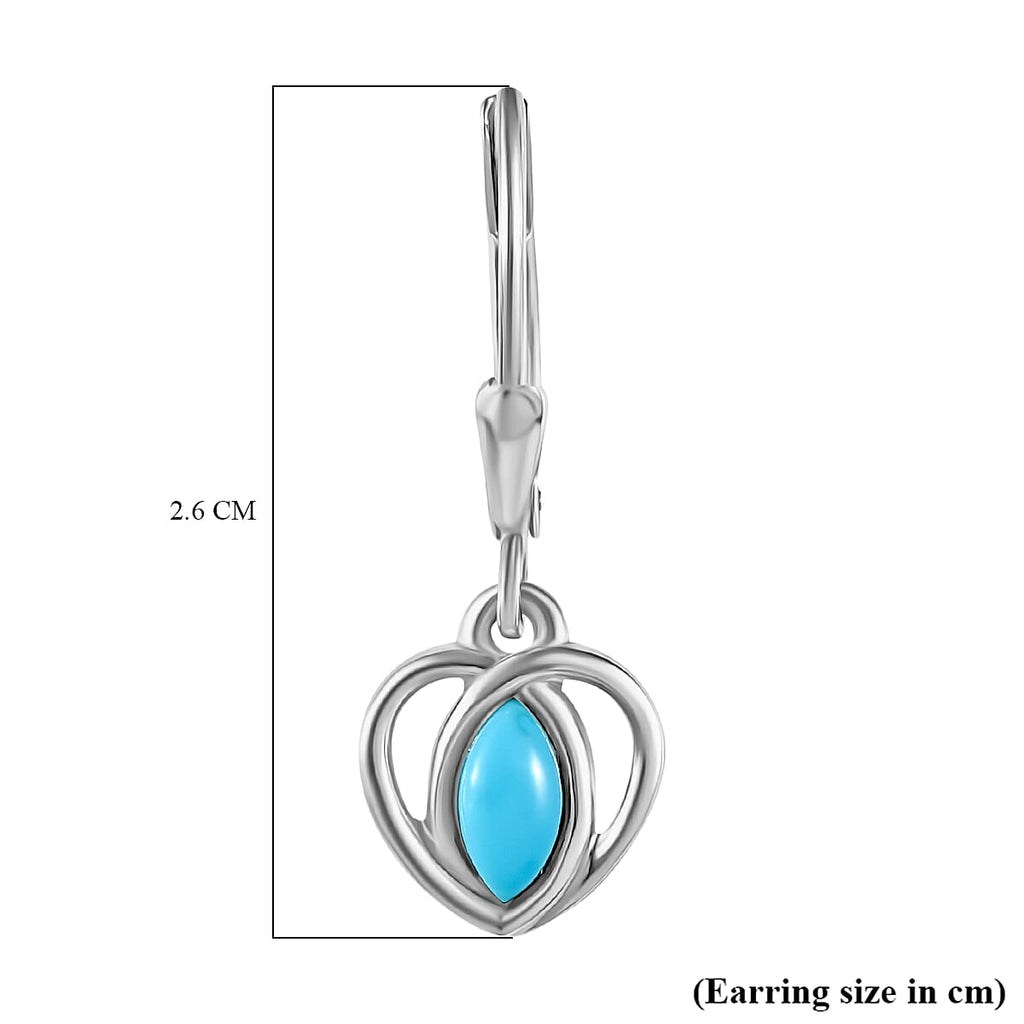 Arizona Sleeping Beauty Turquoise Dangle Earrings in Platinum Overlay Sterling Silver