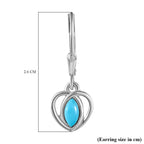 Arizona Sleeping Beauty Turquoise Dangle Earrings in Platinum Overlay Sterling Silver