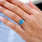 Arizona Sleeping Beauty Turquoise Floral Ring in Platinum Overlay Sterling Silver 1.432 Ct.