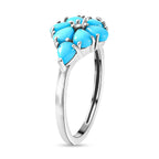 Arizona Sleeping Beauty Turquoise Floral Ring in Platinum Overlay Sterling Silver 1.432 Ct.