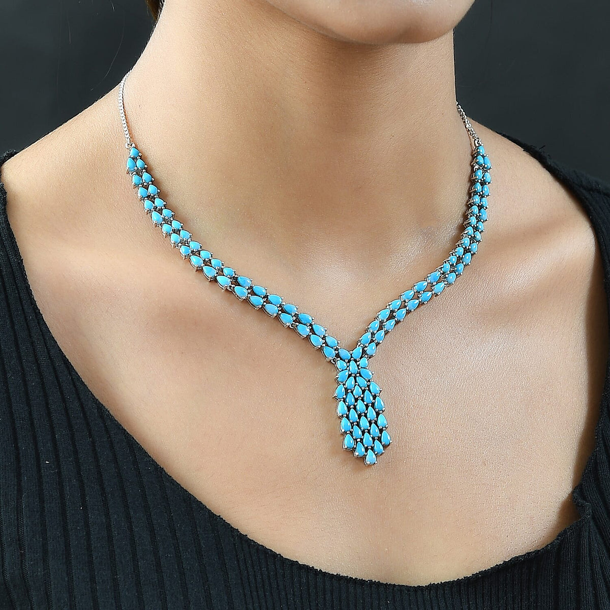 Arizona Sleeping Beauty Turquoise Necklace (Size - 20) in Platinum Overlay Sterling Silver 20.18 Ct, Silver Wt 18.00 Gms 7162147 2