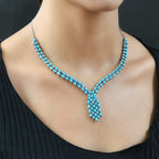 Arizona Sleeping Beauty Turquoise Necklace (Size - 20) in Platinum Overlay Sterling Silver 20.18 Ct, Silver Wt 18.00 Gms