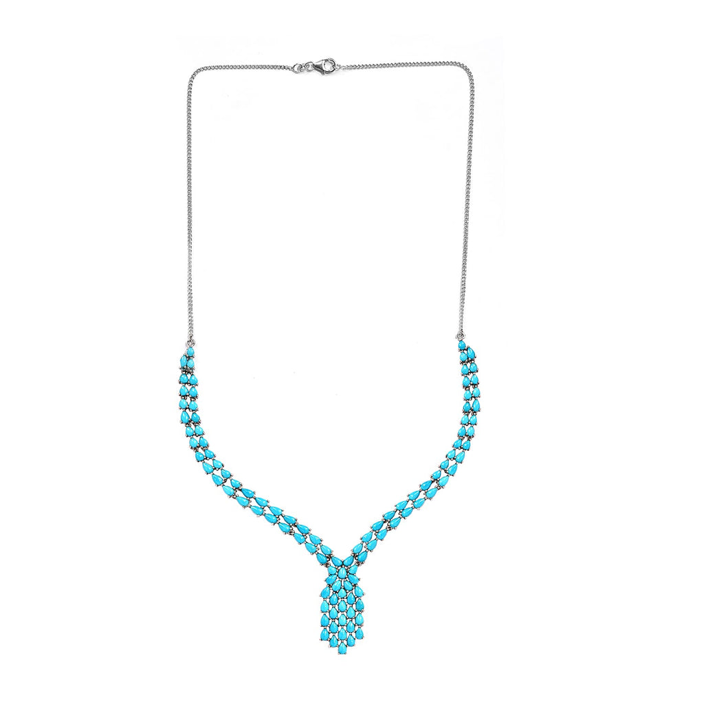 Arizona Sleeping Beauty Turquoise Necklace (Size - 20) in Platinum Overlay Sterling Silver 20.18 Ct, Silver Wt 18.00 Gms