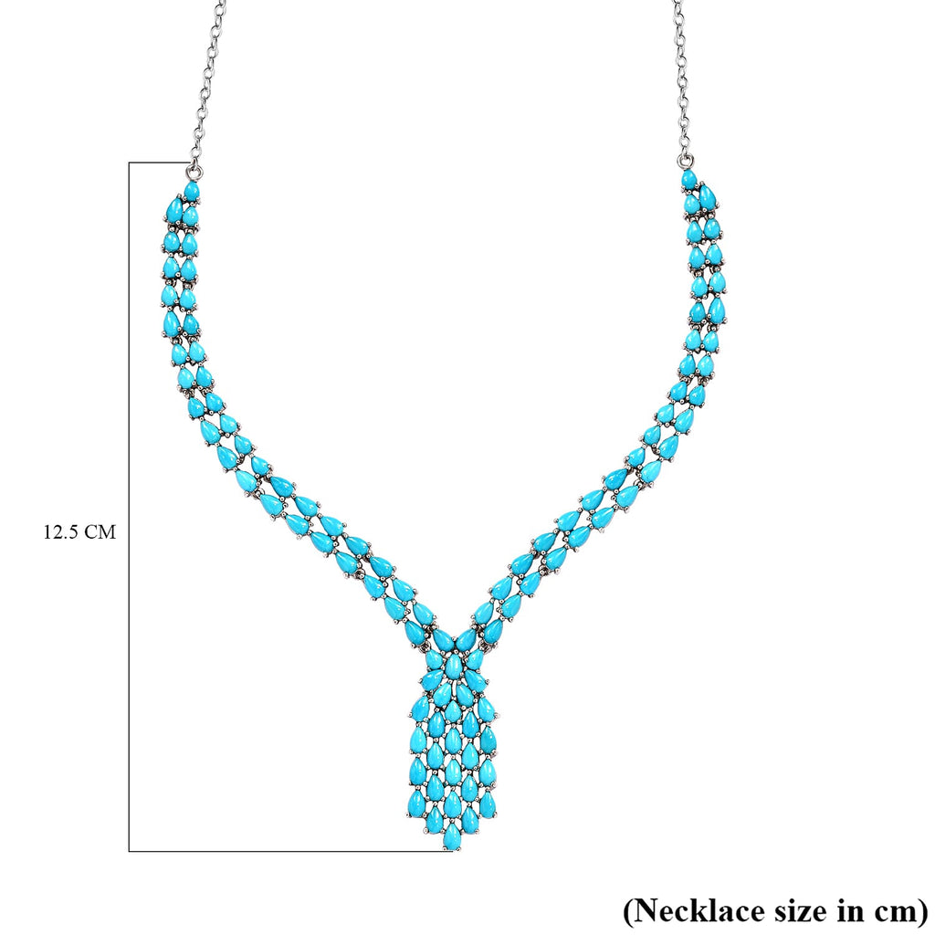 Arizona Sleeping Beauty Turquoise Necklace (Size - 20) in Platinum Overlay Sterling Silver 20.18 Ct, Silver Wt 18.00 Gms