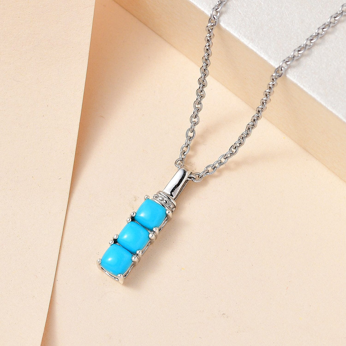 Arizona Sleeping Beauty Turquoise Pendant with Chain (Size 20) in Platinum Overlay Sterling Silver 1.00 Ct. 4204815 2