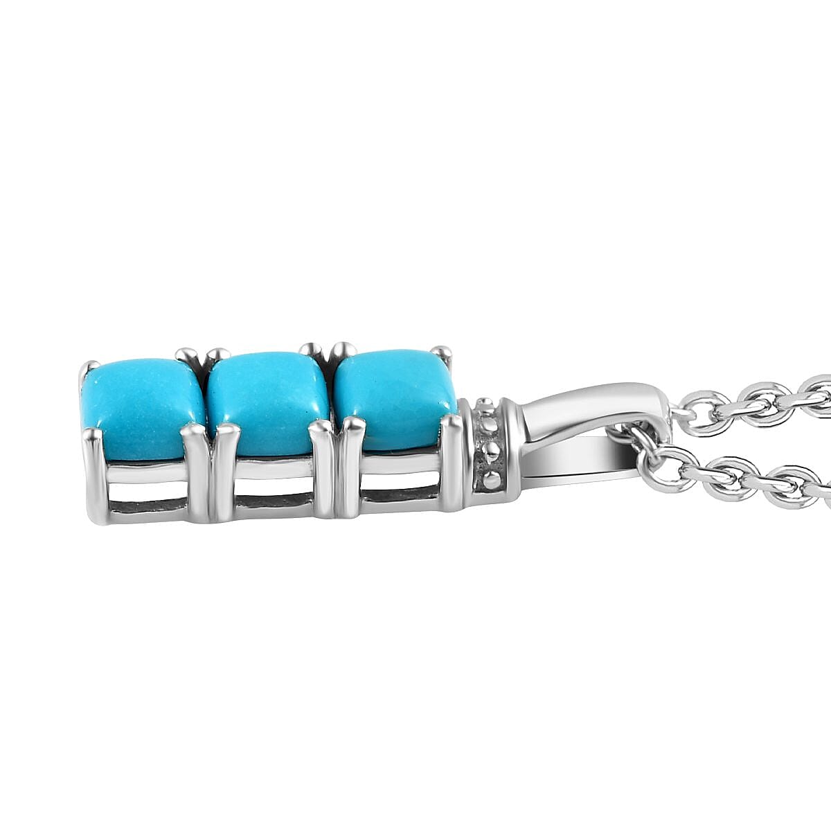 Arizona Sleeping Beauty Turquoise Pendant with Chain (Size 20) in Platinum Overlay Sterling Silver 1.00 Ct. 4204815 3