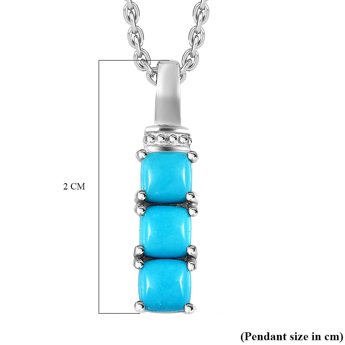 Arizona Sleeping Beauty Turquoise Pendant with Chain (Size 20) in Platinum Overlay Sterling Silver 1.00 Ct. 4204815 5