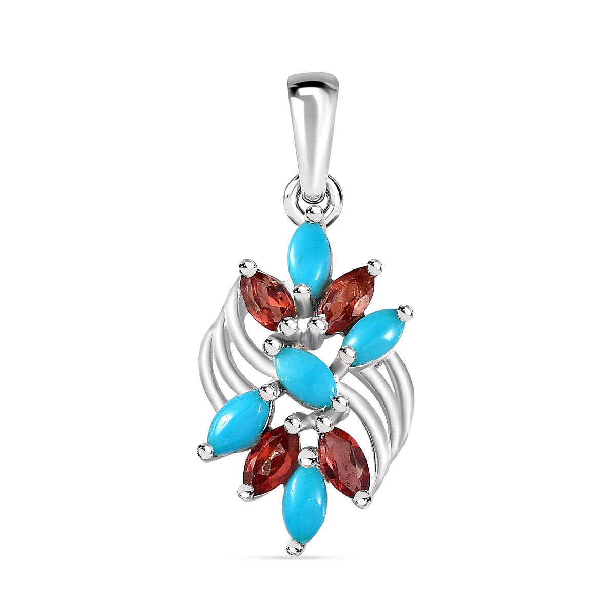 Arizona Sleeping Beauty Turquoise &amp; Red Garnet Pendant in Sterling Silver 7833255 0