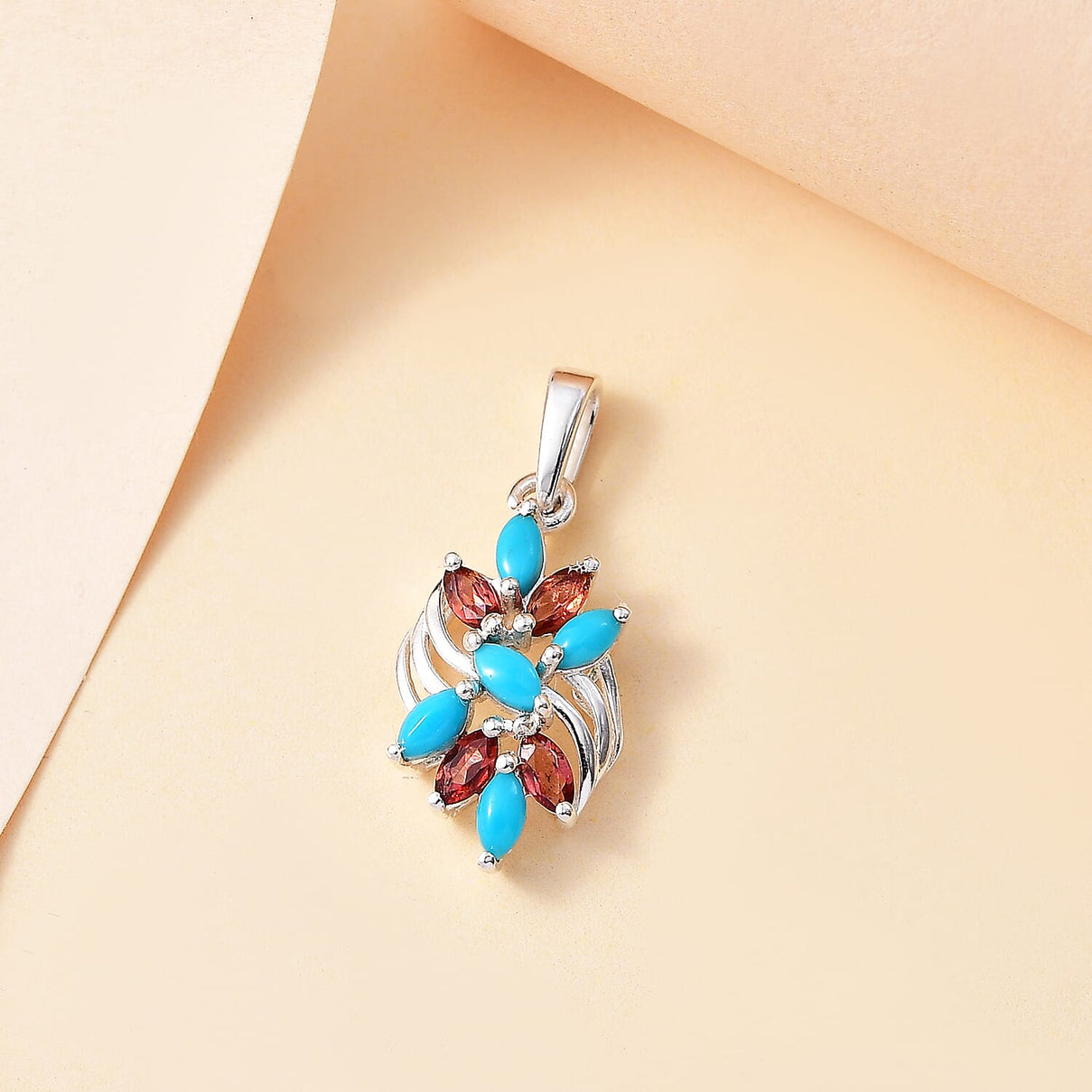 Arizona Sleeping Beauty Turquoise &amp; Red Garnet Pendant in Sterling Silver 7833255 3