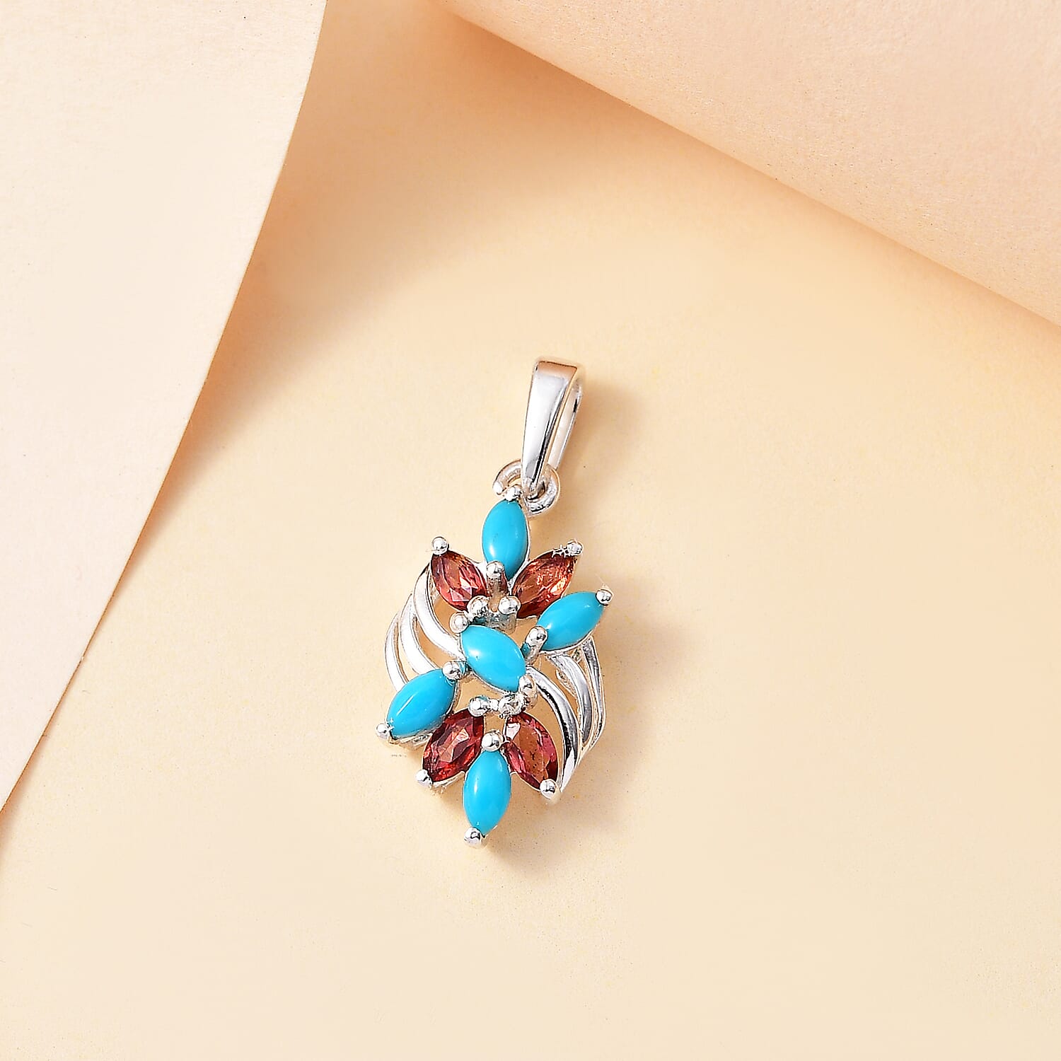 Arizona Sleeping Beauty Turquoise &amp; Red Garnet Pendant in Sterling Silver 7833255 3