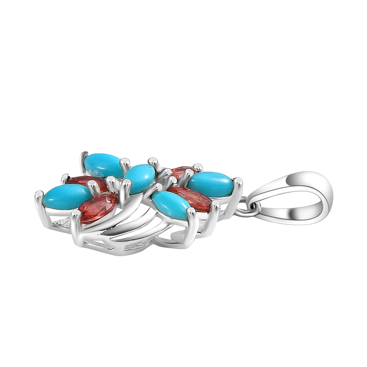 Arizona Sleeping Beauty Turquoise &amp; Red Garnet Pendant in Sterling Silver 7833255 4