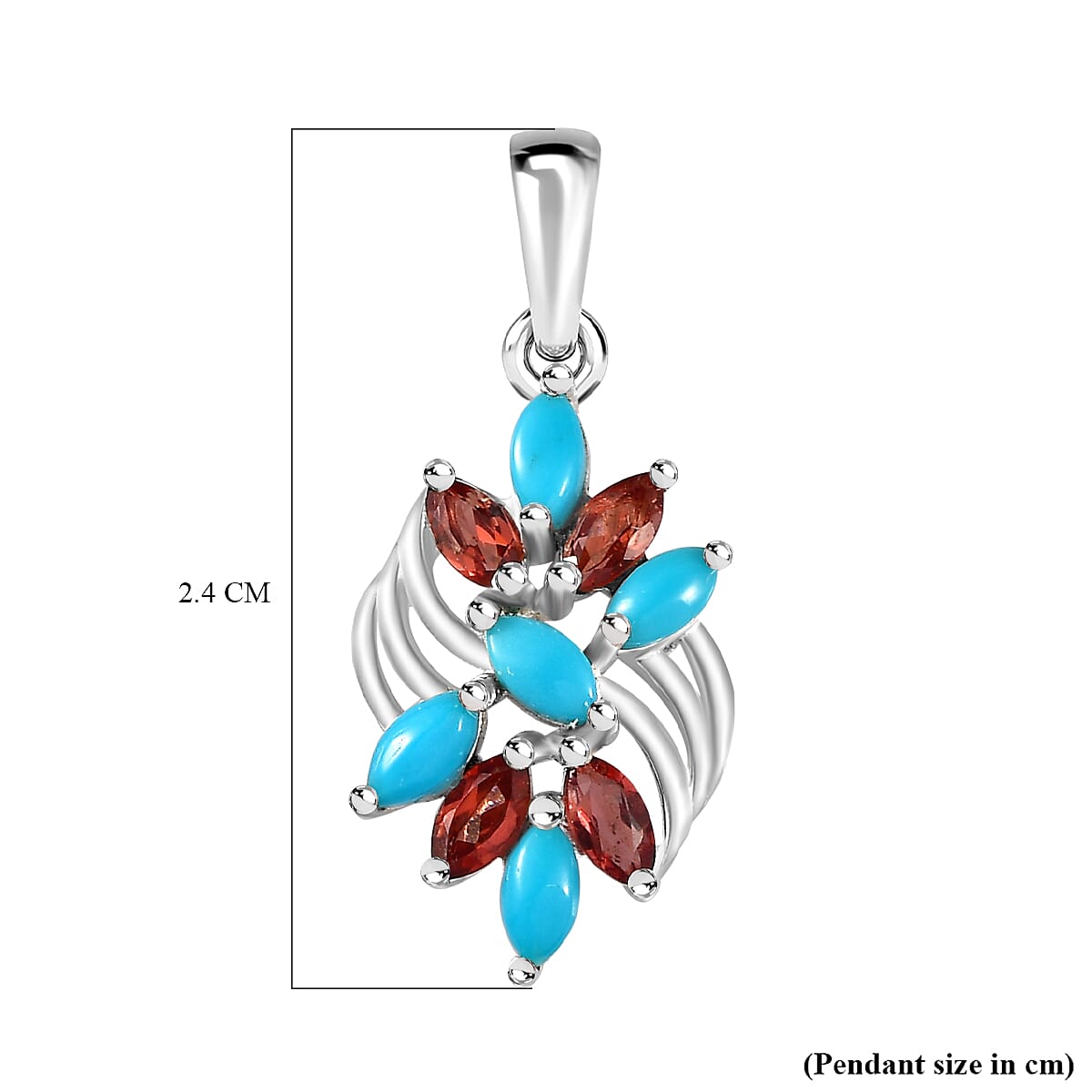 Arizona Sleeping Beauty Turquoise &amp; Red Garnet Pendant in Sterling Silver 7833255 6
