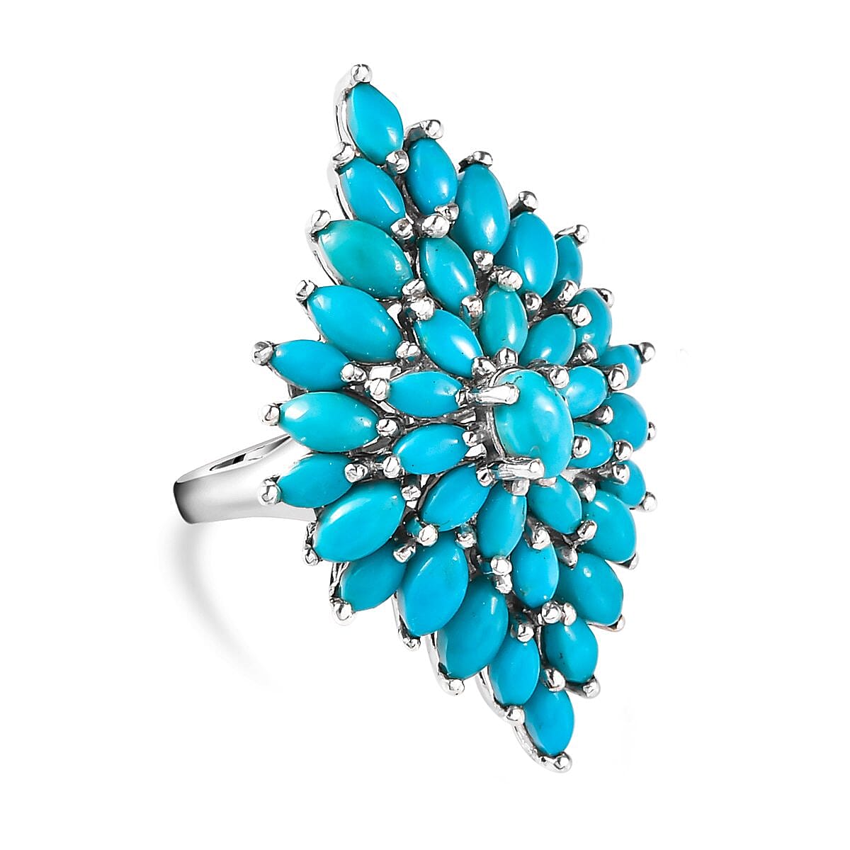 Arizona Sleeping Beauty Turquoise Ring in Platinum Overlay Sterling Silver 5.021 Ct, Silver Wt 6.10 Gms 7190493 0