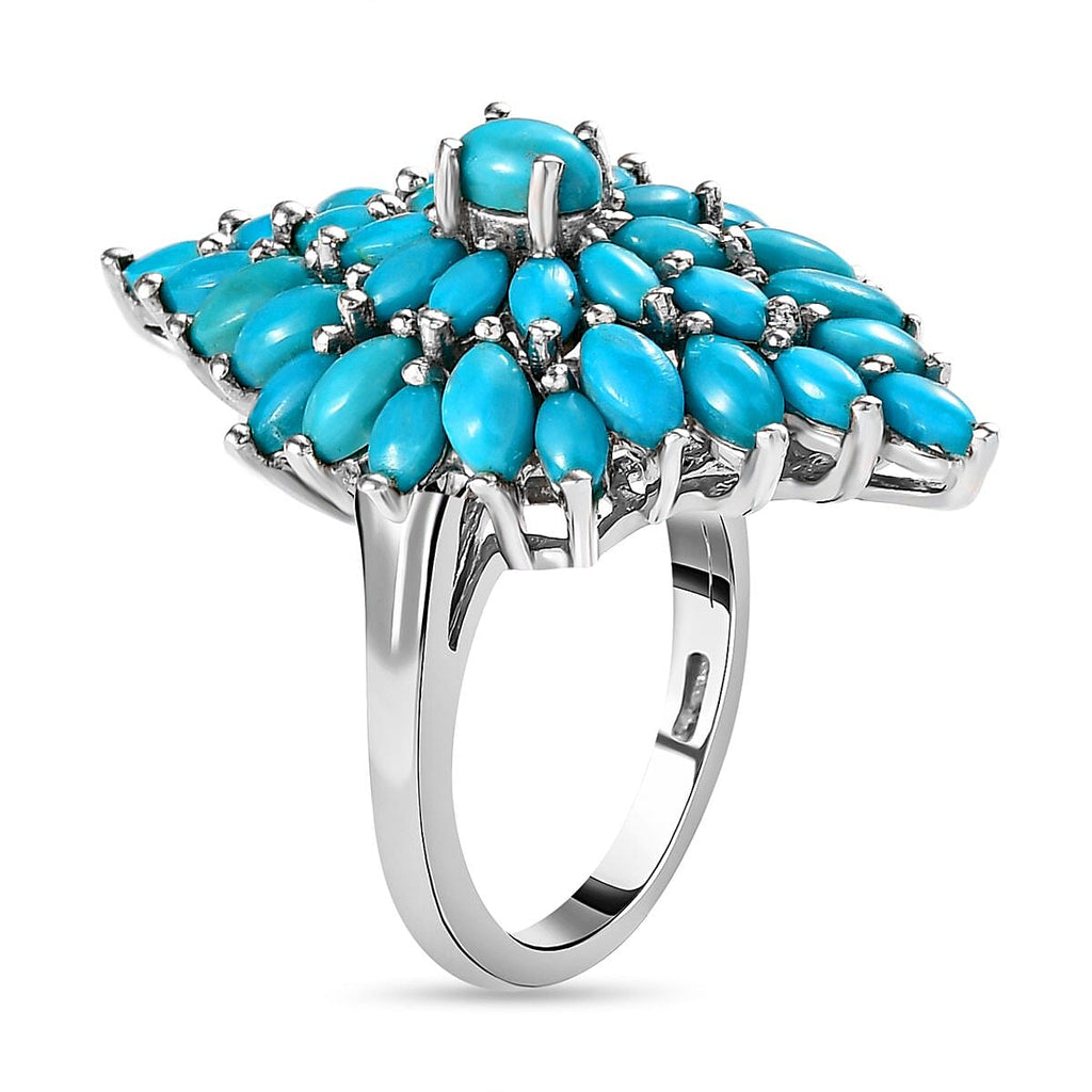 Arizona Sleeping Beauty Turquoise Ring in Platinum Overlay Sterling Silver 5.02 Ct, Silver Wt 6.10 Gms
