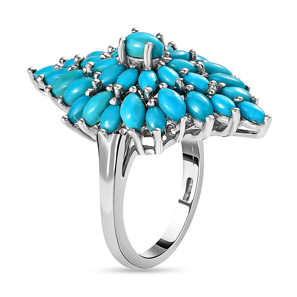 Arizona Sleeping Beauty Turquoise Ring in Platinum Overlay Sterling Silver 5.021 Ct, Silver Wt 6.10 Gms 7190493 3