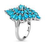 Arizona Sleeping Beauty Turquoise Ring in Platinum Overlay Sterling Silver 5.02 Ct, Silver Wt 6.10 Gms