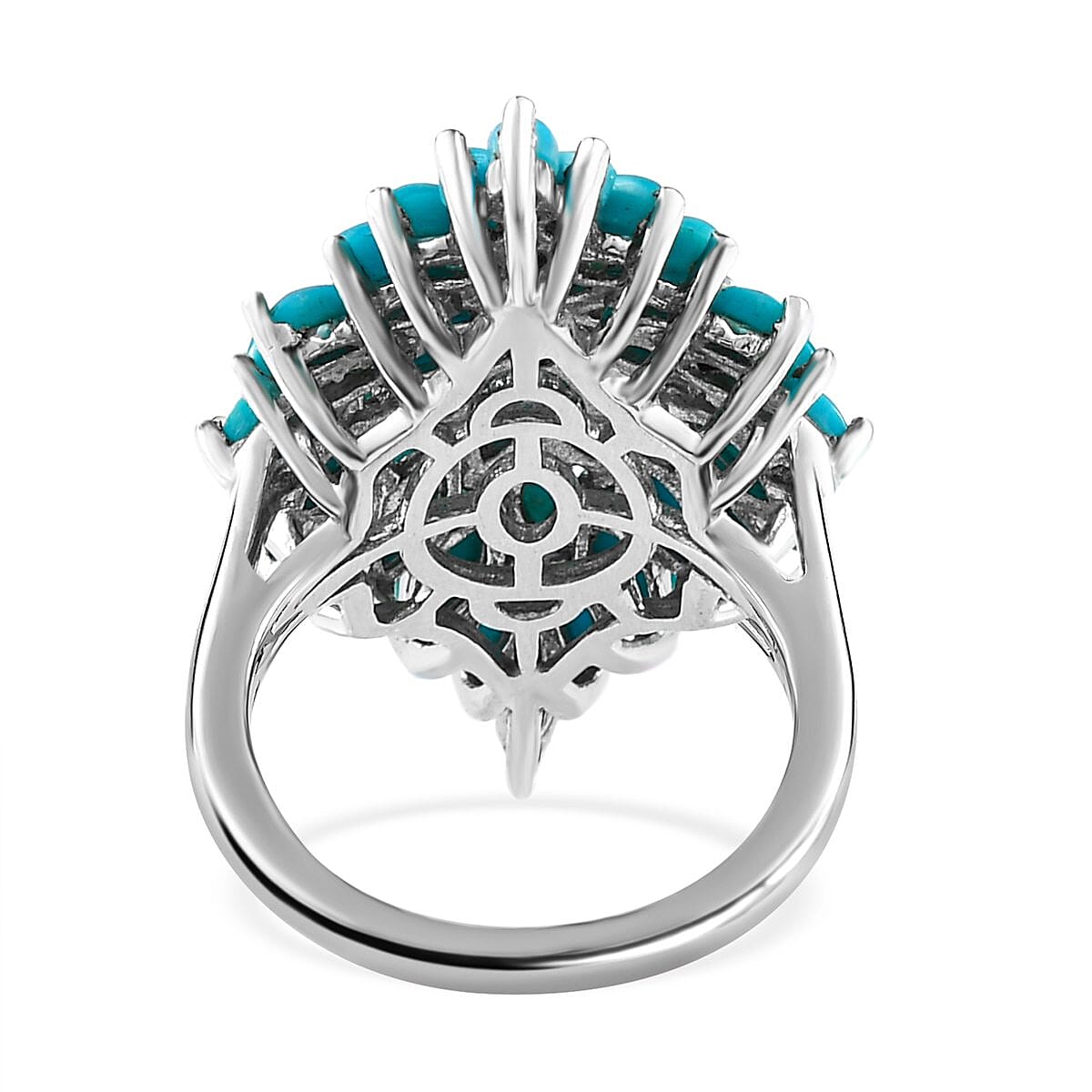Arizona Sleeping Beauty Turquoise Ring in Platinum Overlay Sterling Silver 5.021 Ct, Silver Wt 6.10 Gms 7190493 4