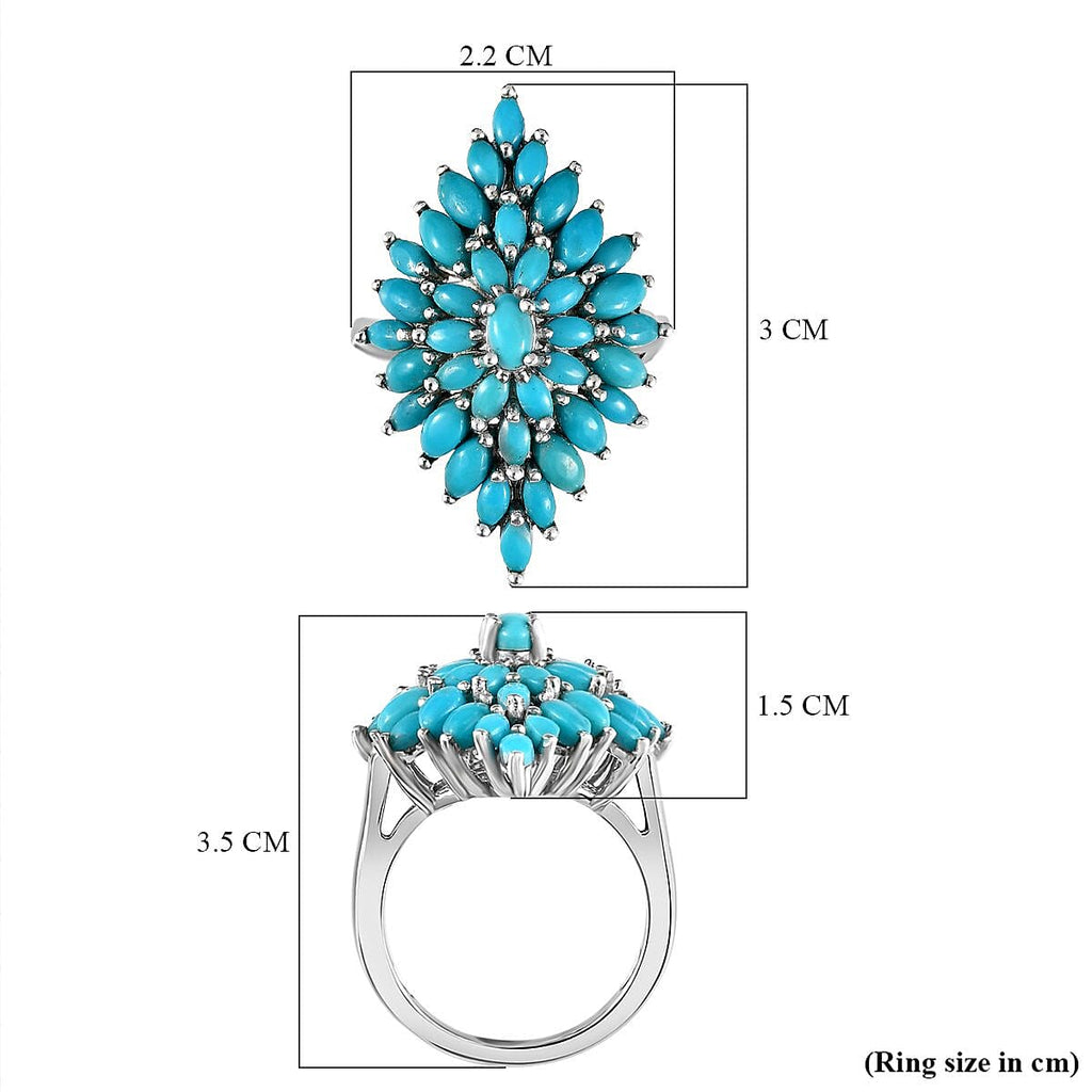 Arizona Sleeping Beauty Turquoise Ring in Platinum Overlay Sterling Silver 5.02 Ct, Silver Wt 6.10 Gms