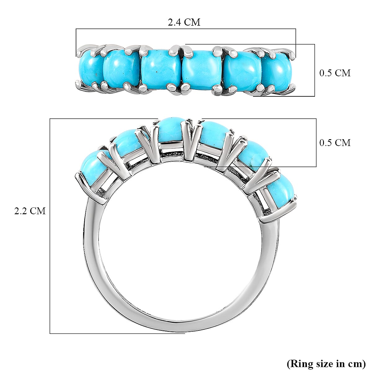 Arizona Sleeping Beauty Turquoise Ring in Platinum Overlay Sterling Silver 1.97 Ct. 7202241 5