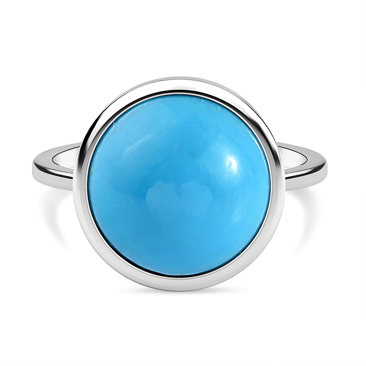 Arizona Sleeping Beauty Turquoise Solitaire Ring in Platinum Overlay Sterling Silver 5.57 Ct. 7026382 0
