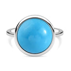 Arizona Sleeping Beauty Turquoise Solitaire Ring in Platinum Overlay Sterling Silver 5.57 Ct.