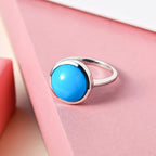 Arizona Sleeping Beauty Turquoise Solitaire Ring in Platinum Overlay Sterling Silver 5.57 Ct.