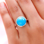 Arizona Sleeping Beauty Turquoise Solitaire Ring in Platinum Overlay Sterling Silver 5.57 Ct.