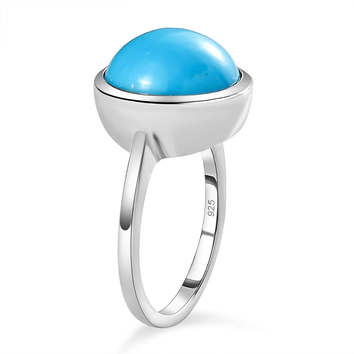 Arizona Sleeping Beauty Turquoise Solitaire Ring in Platinum Overlay Sterling Silver 5.57 Ct. 7026382 4
