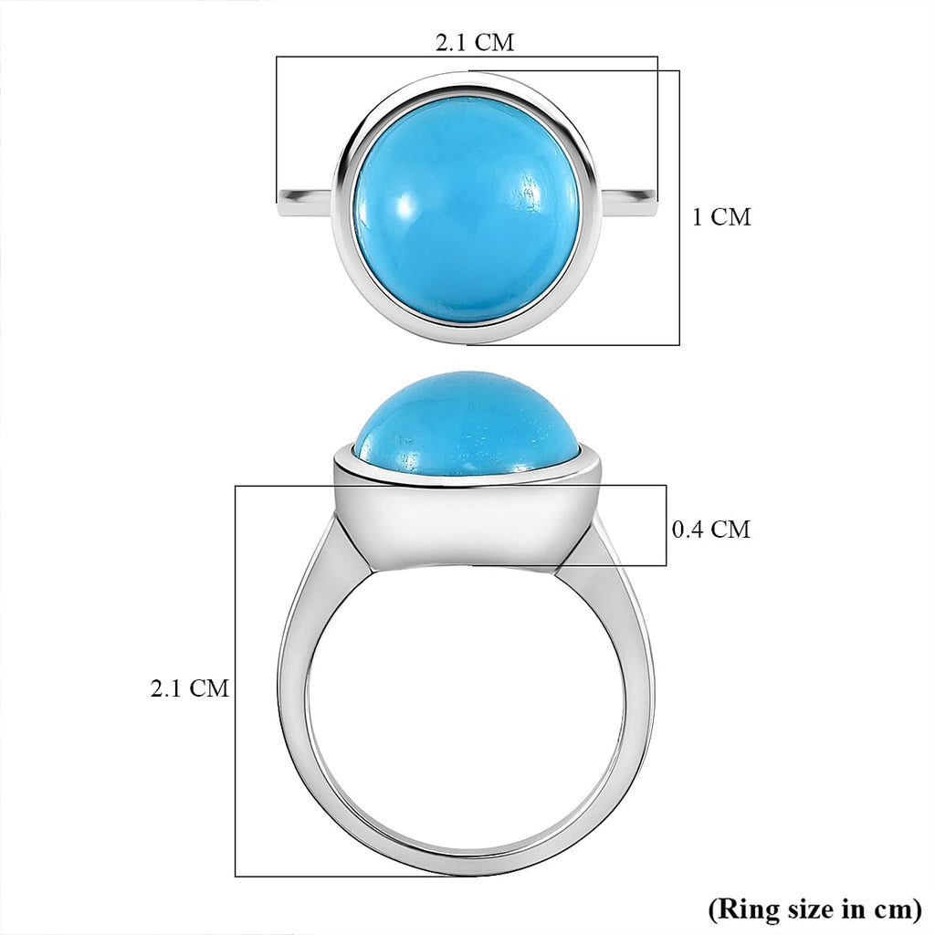 Arizona Sleeping Beauty Turquoise Solitaire Ring in Platinum Overlay Sterling Silver 5.57 Ct.