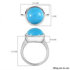 Arizona Sleeping Beauty Turquoise Solitaire Ring in Platinum Overlay Sterling Silver 5.57 Ct.