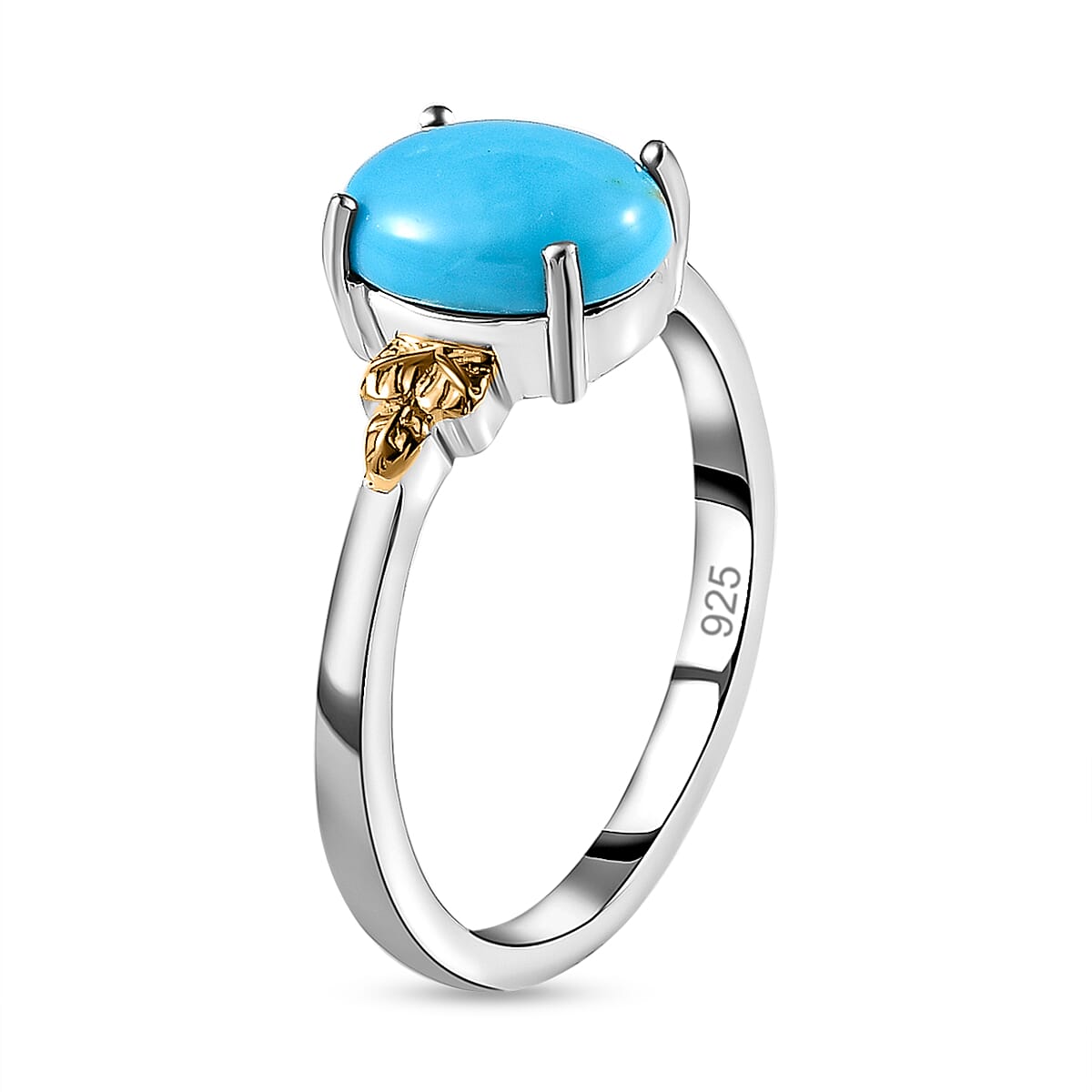 Arizona Sleeping Beauty Turquoise Solitaire Ring in Two-Tone Plated Sterling Silver 1.48 Ct 7612549 3