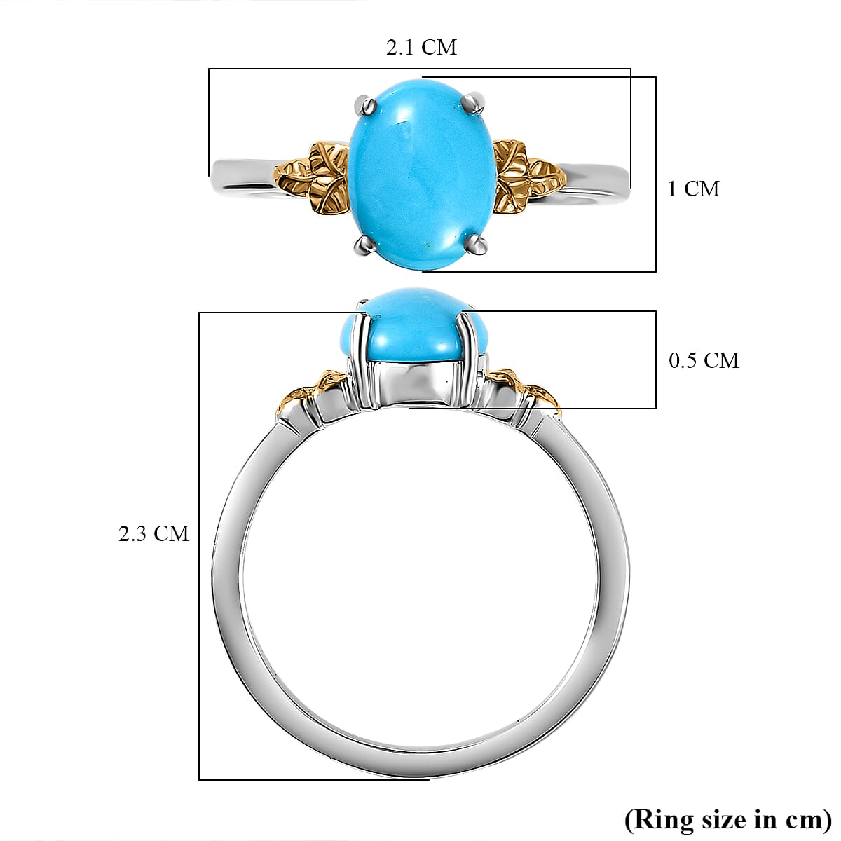 Arizona Sleeping Beauty Turquoise Solitaire Ring in Two-Tone Plated Sterling Silver 1.48 Ct 7612549 5