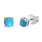 Arizona Sleeping Beauty Turquoise Solitaire Stud Earrings in Sterling Silver