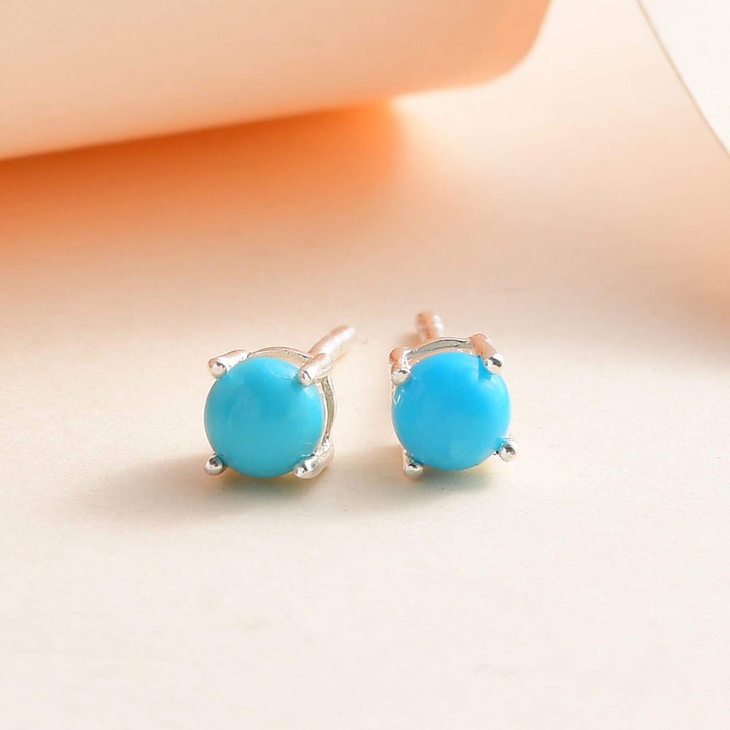 Arizona Sleeping Beauty Turquoise Solitaire Stud Earrings in Sterling Silver 7519977 2