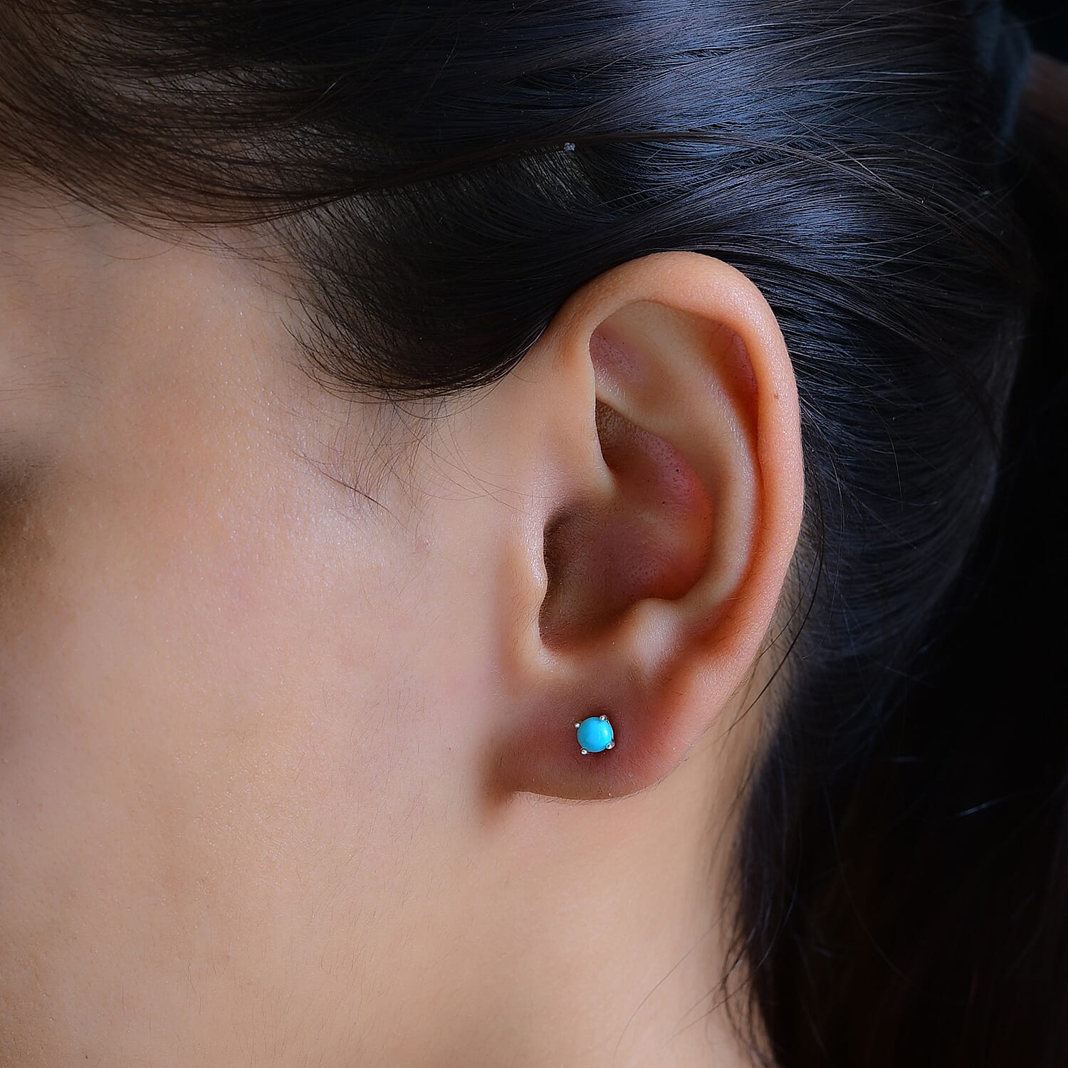 Arizona Sleeping Beauty Turquoise Solitaire Stud Earrings in Sterling Silver 7519977 3