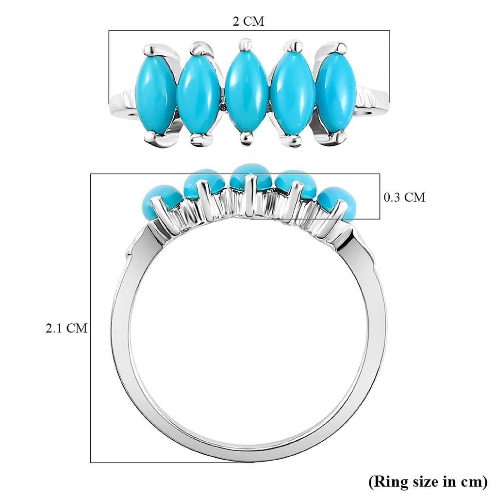 Arizona Sleeping Beauty Turquoise 5 Stone Ring in Sterling Silver